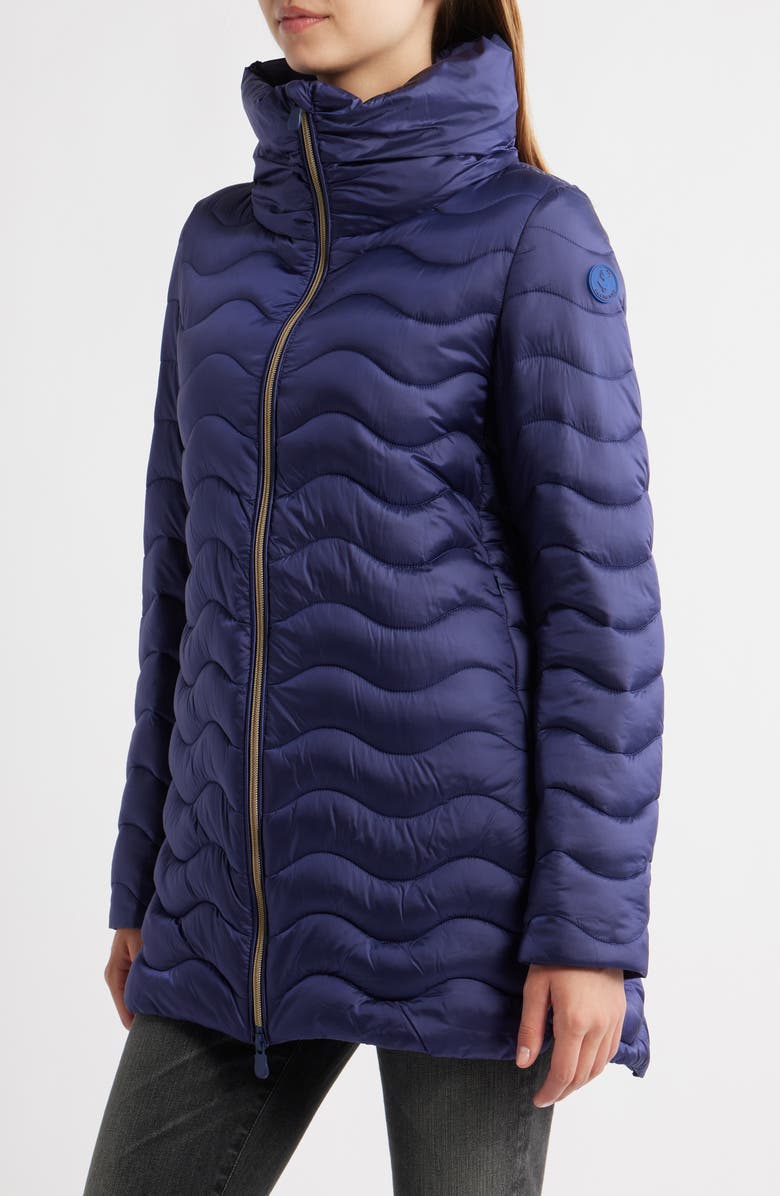 Save The Duck Livette Wavy Quilted Water Repellent Puffer Jacket, Alternate, color, Navy Blue
