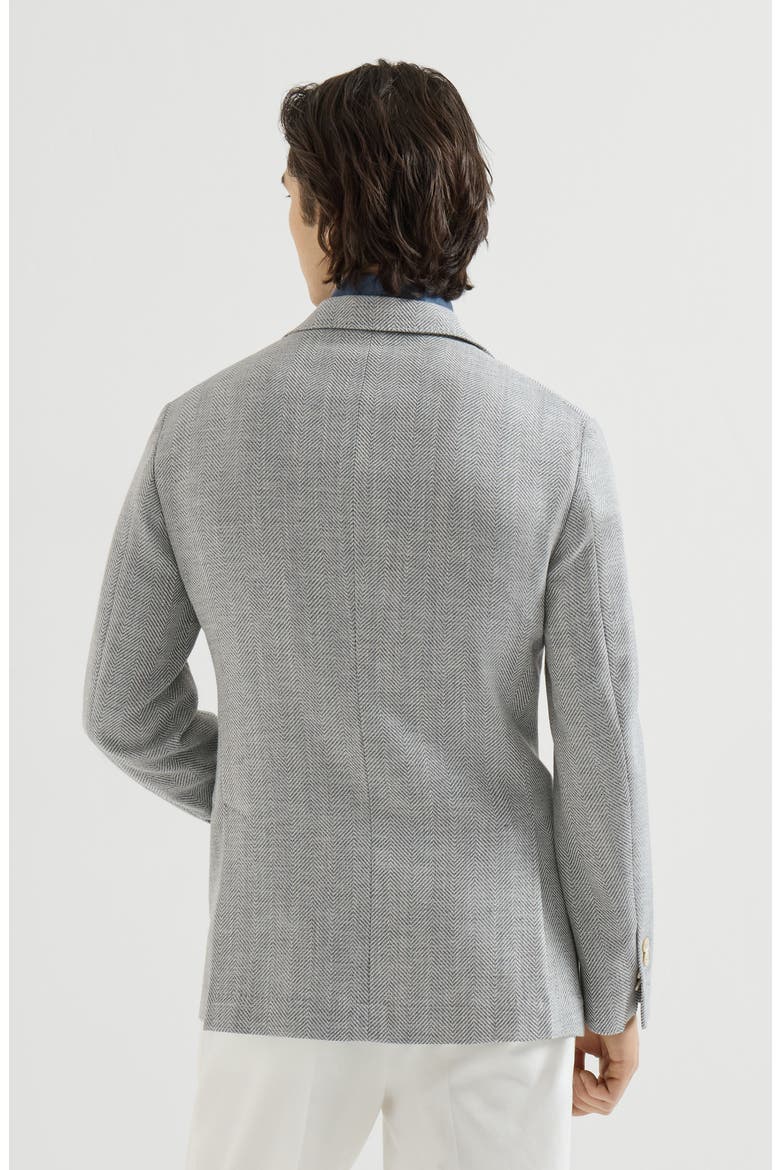 Wool, alpaca and silk chevron deconstructed blazer, Alternate, color, Cerulean