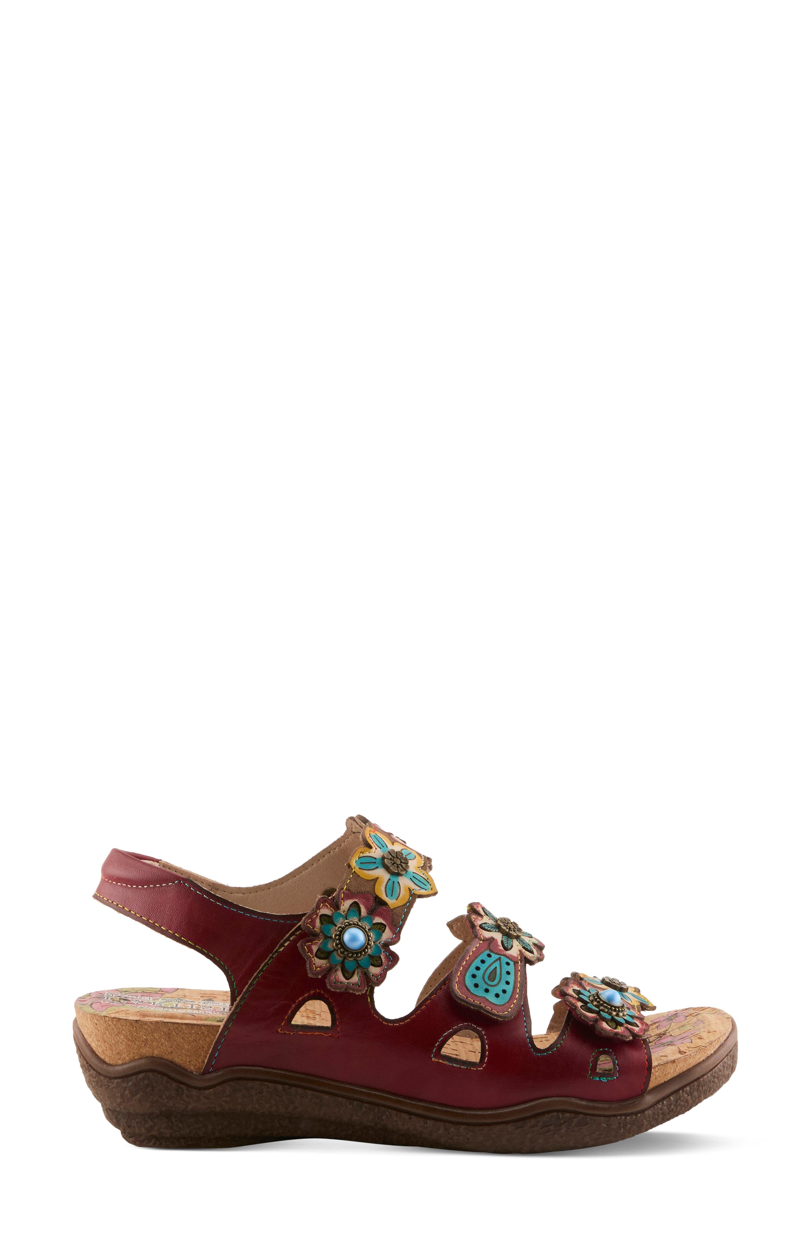 L'Artiste by Spring Step Bethie Sandal, Alternate, color, Dark Red Multi