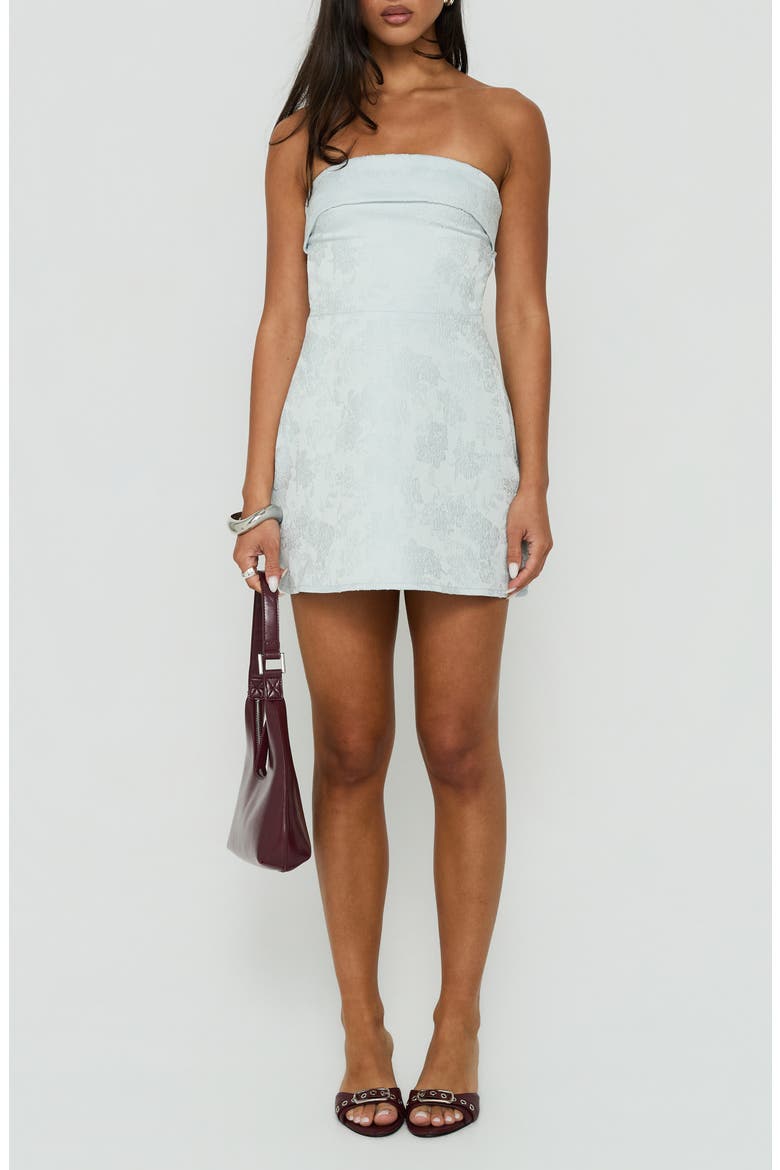 Dakhoda Strapless Floral Minidress, Main, color, LIGHT BLUE