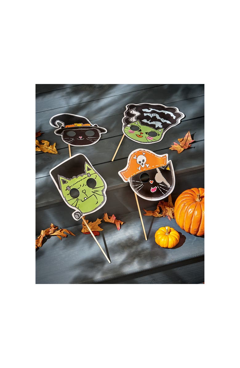 tag Set of 4 Multicolor Monster Masks for Halloween Decor, Alternate, color, Multicolored