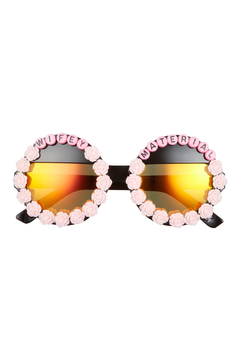 Wifey Material 50mm Polarized Round Sunglasses, Main, color, PINK