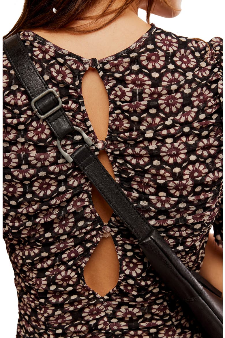 Briella Floral Side Slit Dress, Alternate, color, BLACK COMBO