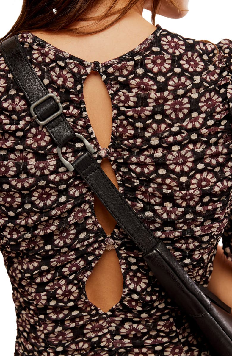 Free People Briella Floral Side Slit Dress, Alternate, color, Black Combo