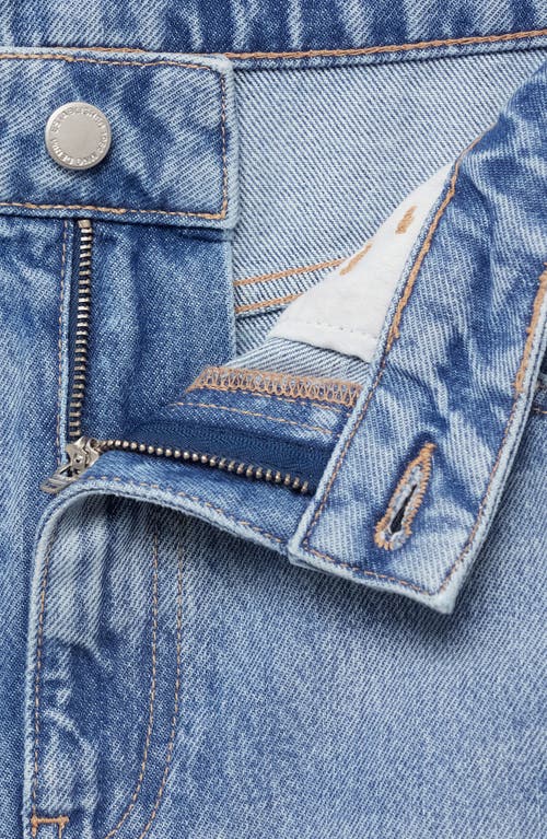 Mango Split Front Knee Length Denim Skirt In Blue