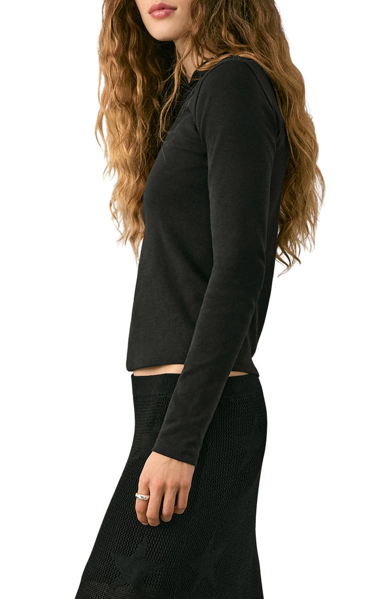 MANGO TEEN Semisheer Knit Top, Alternate, color, Black