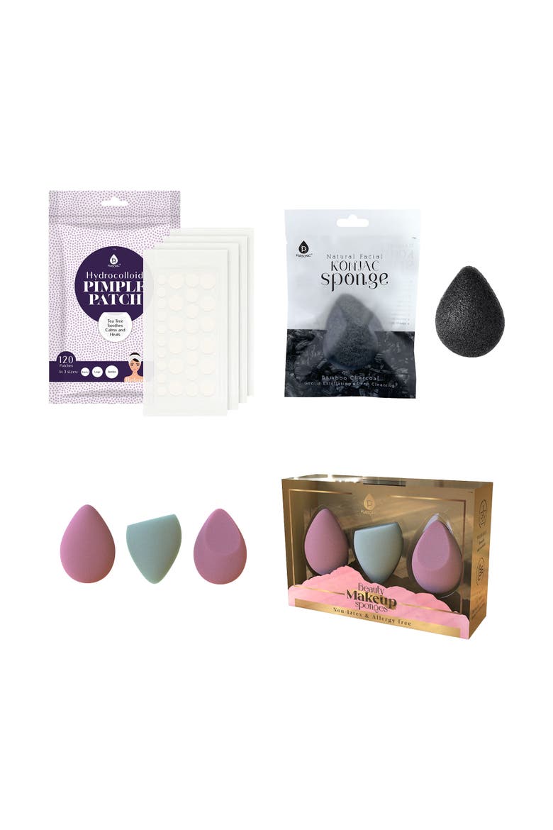 Makeup Sponges, Konjac Sponge & Pimple Patches, Main, color, Multicolor