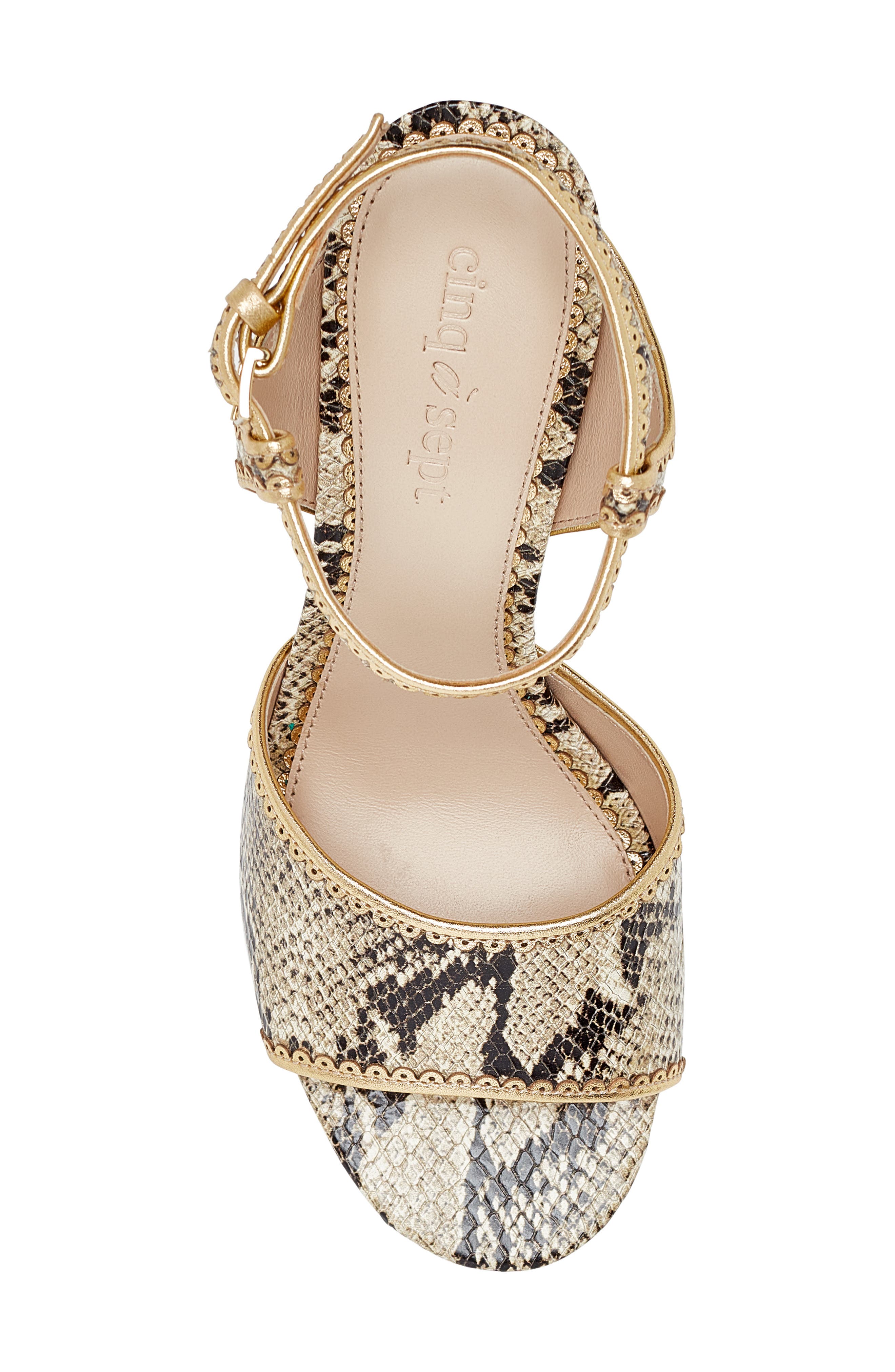 Cinq à Sept Rebecca Ankle Strap Sandal, Alternate, color, Natural Multi/ Gold