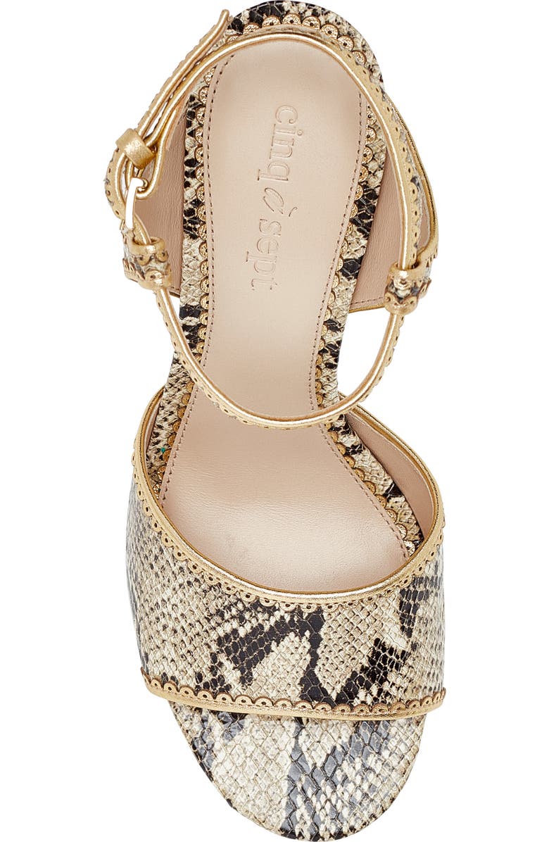 Cinq à Sept Rebecca Ankle Strap Sandal, Alternate, color, Natural Multi/ Gold