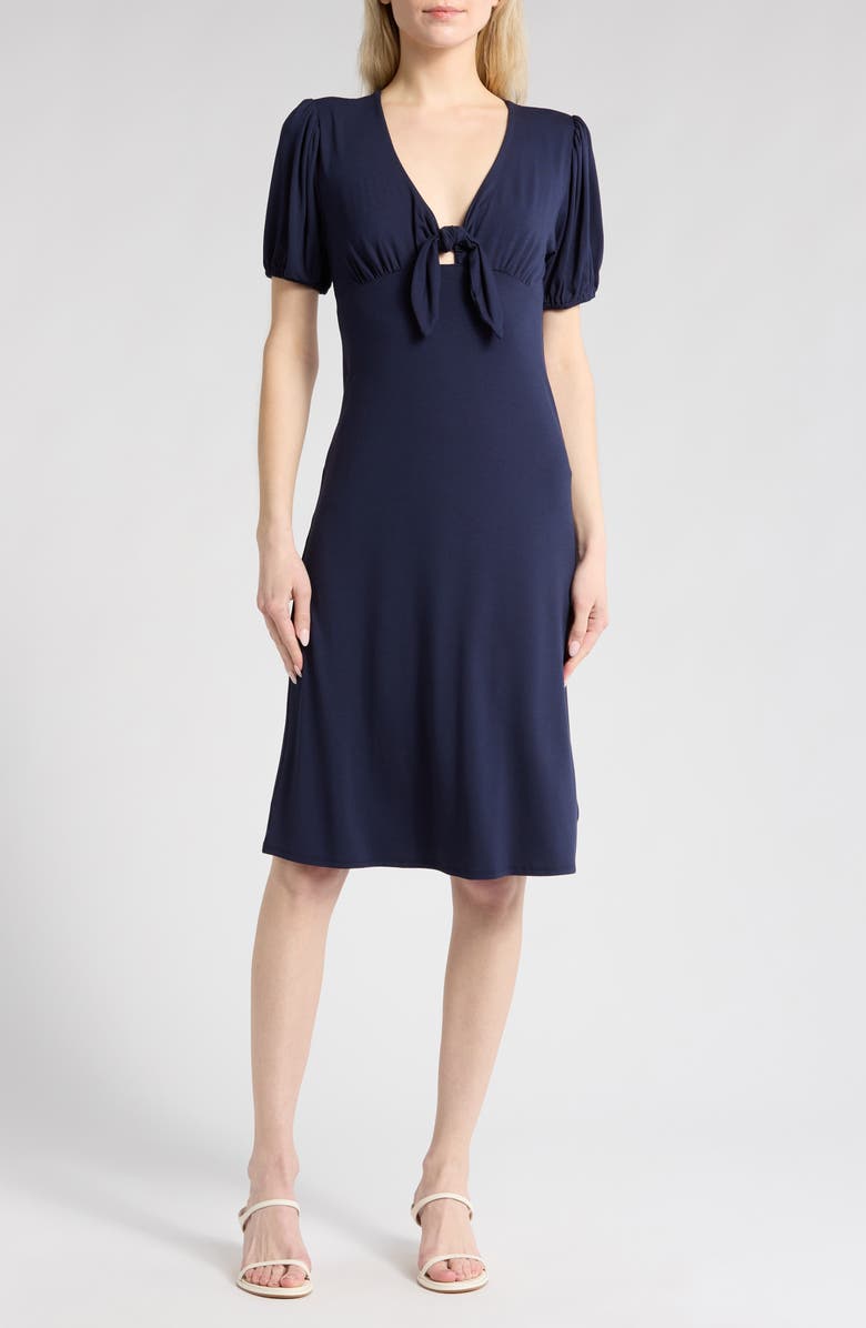 Loveappella Tie Front Midi Dress, Main, color, 