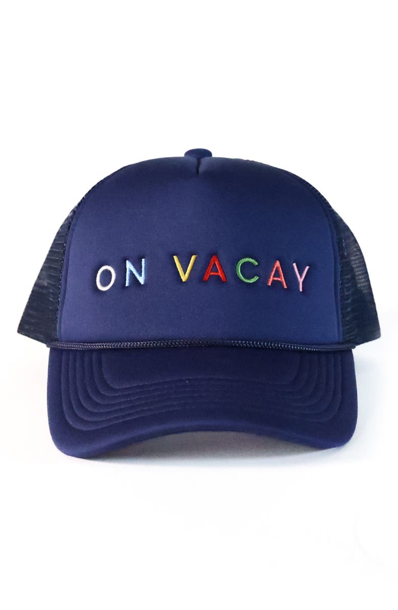 Sunshine Tienda On Vacay Trucker Hat, Main, color, 