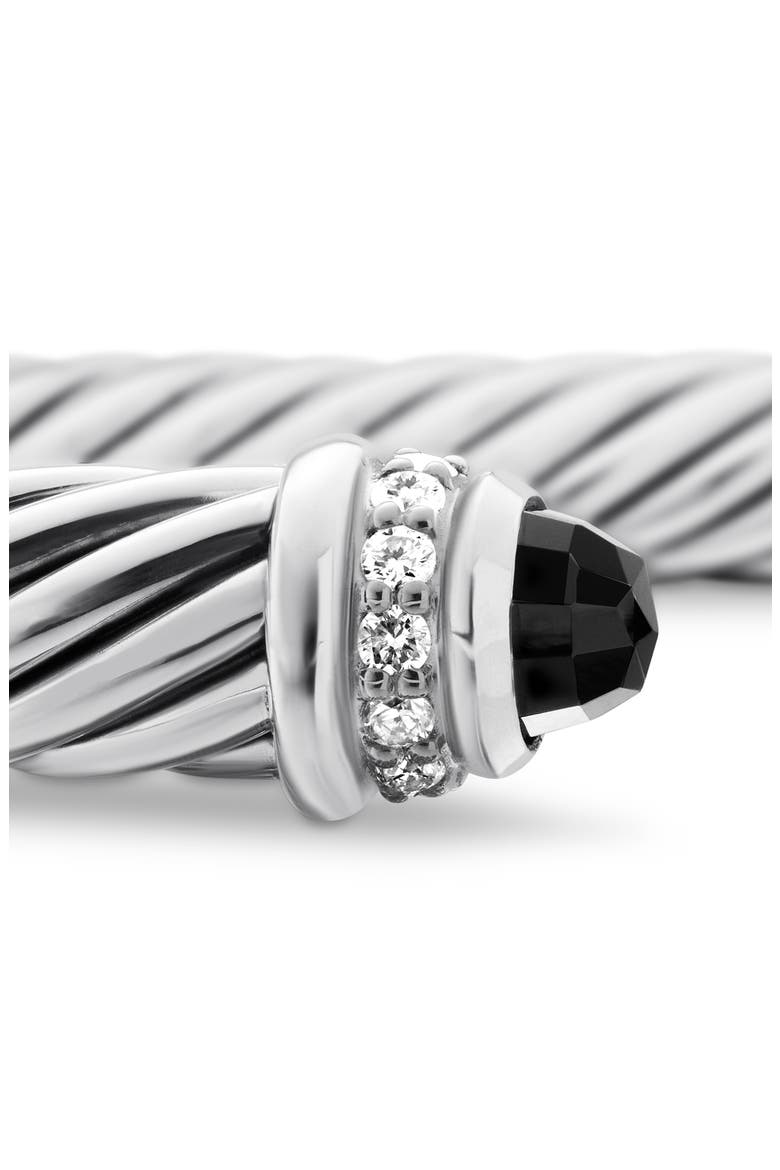 Classic Cable Bracelet in Sterling Silver with Semiprecious Stones & Diamonds, 5mm, Alternate, color, BLACK ONYX