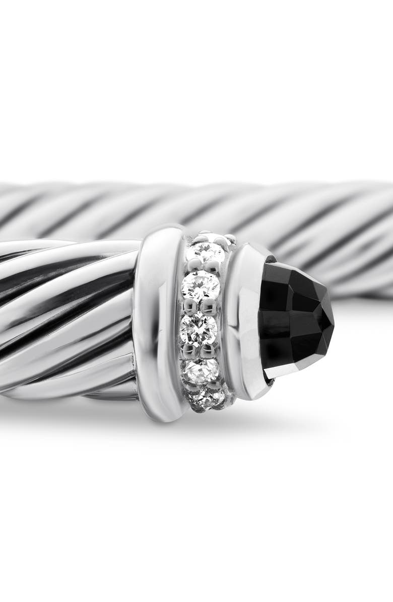 David Yurman Classic Cable Bracelet in Sterling Silver with Semiprecious Stones & Diamonds, 5mm, Alternate, color, Black Onyx