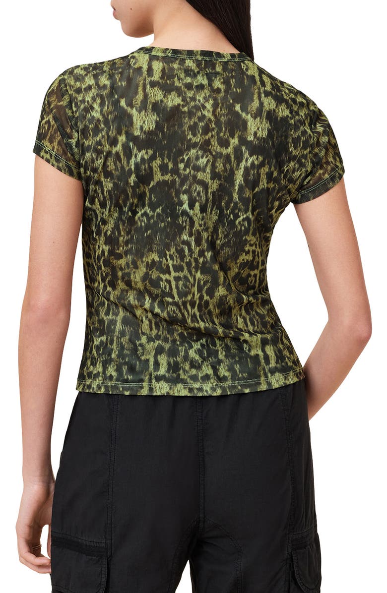 AllSaints Ellie Mesh T-Shirt, Alternate, color, Evia Khaki Green