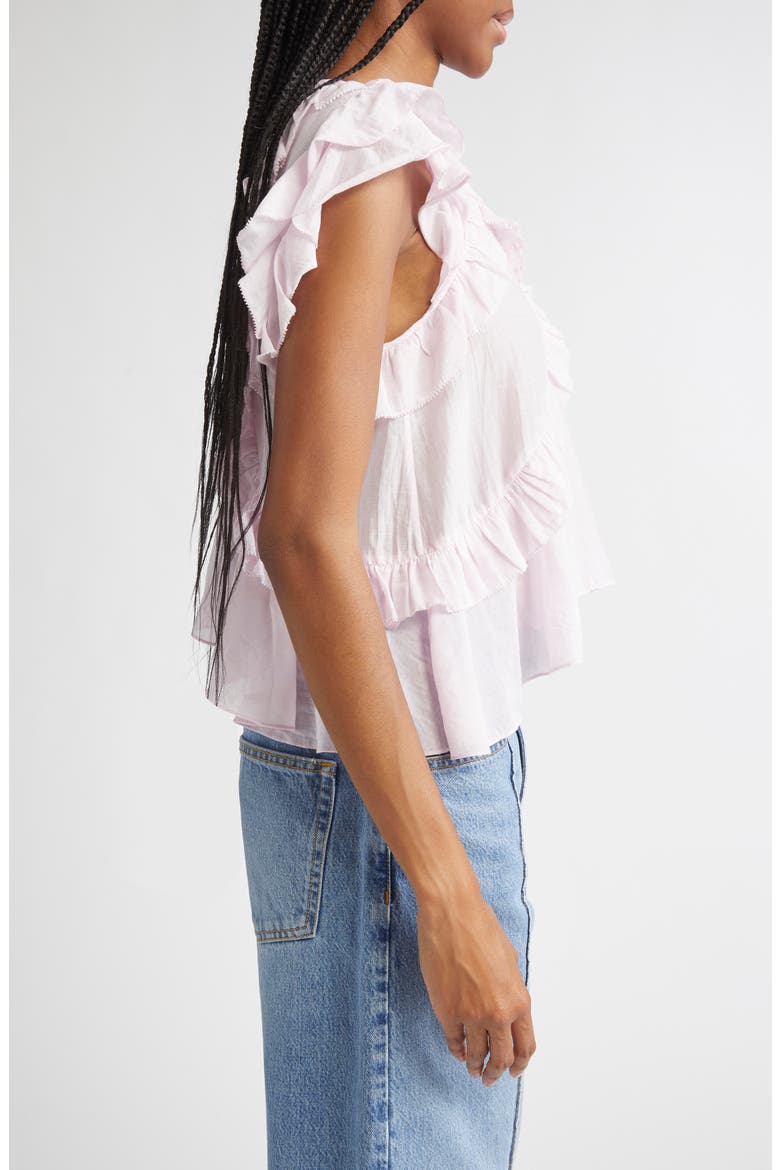 Nalou Ruffle Detail Sleeveless Cotton Blend Top, Alternate, color, LIGHT PINK