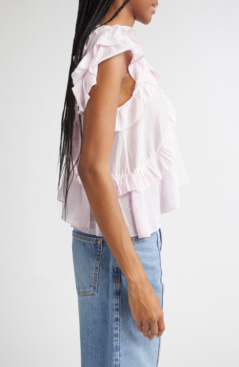 Isabel Marant Étoile Nalou Ruffle Detail Sleeveless Cotton Blend Top, Alternate, color, Light Pink
