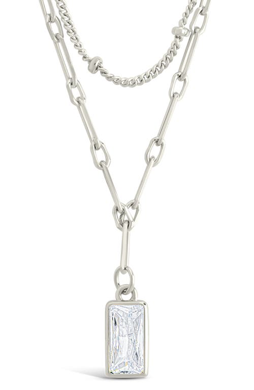 Sterling Forever Jodie Cubic Zirconia Pendant Layered Necklace In Silver