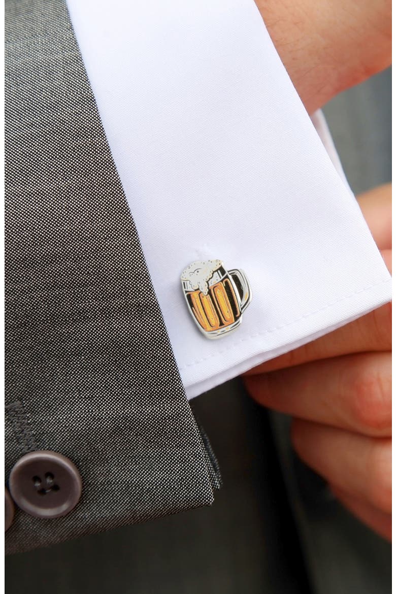 Beer Cuff Links, Alternate, color, BROWN