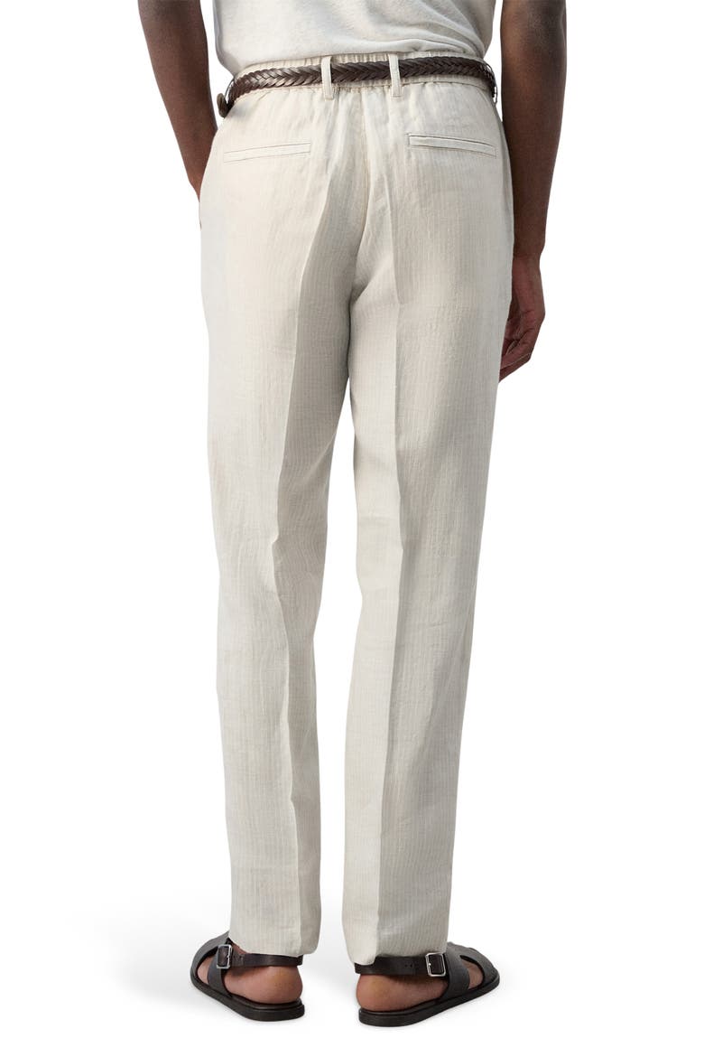 Textured Stripe Linen Pants, Alternate, color, ECRU