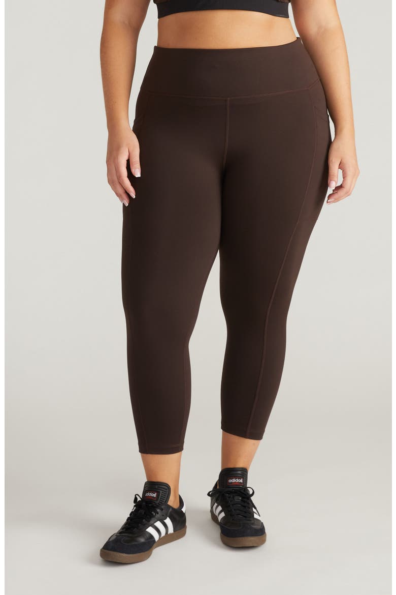 Next to Naked Crop Pocket Leggings, Main, color, DARKEST BROWN