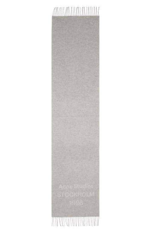 Acne Studios 1996 Logo Jacquard Double Face Wool Fringe Scarf in Light Grey Melange/White  product