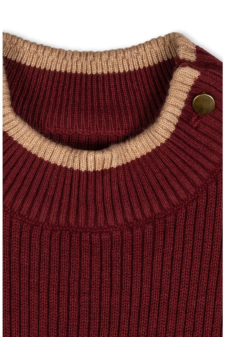 Kids' Organic Mock Neck Flounce Hem Sweater Dress, Alternate, color, Oxblood