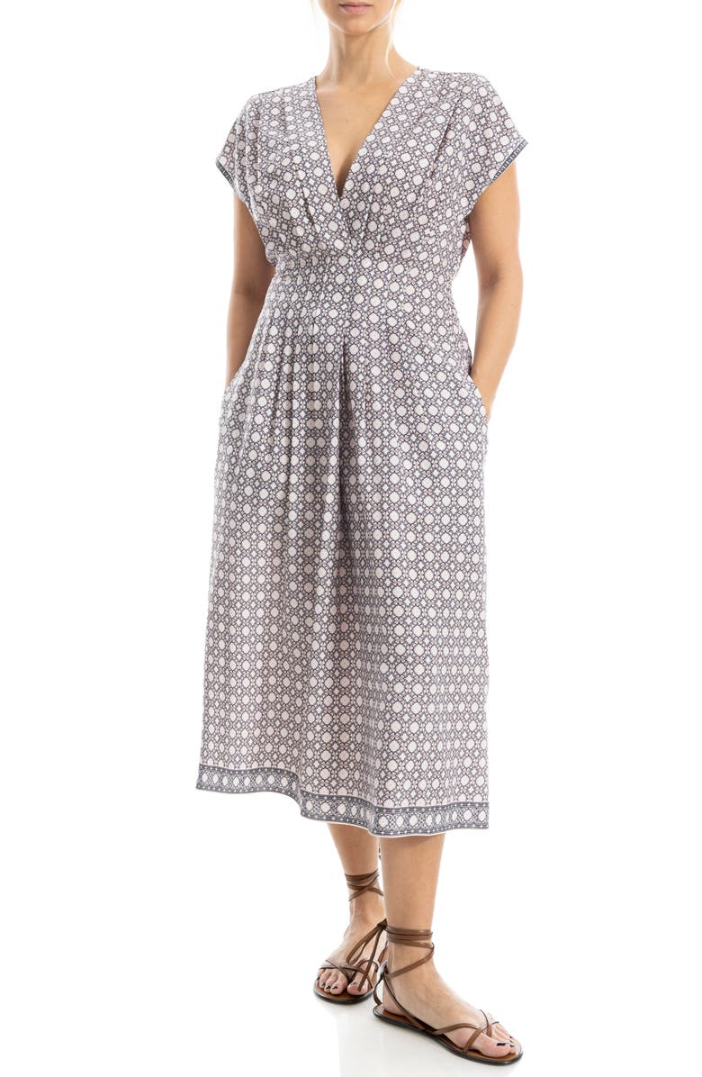 MAX STUDIO Surplice Neck Pleated Midi Dress, Alternate, color, Redtmgr-Red Tempo Grove