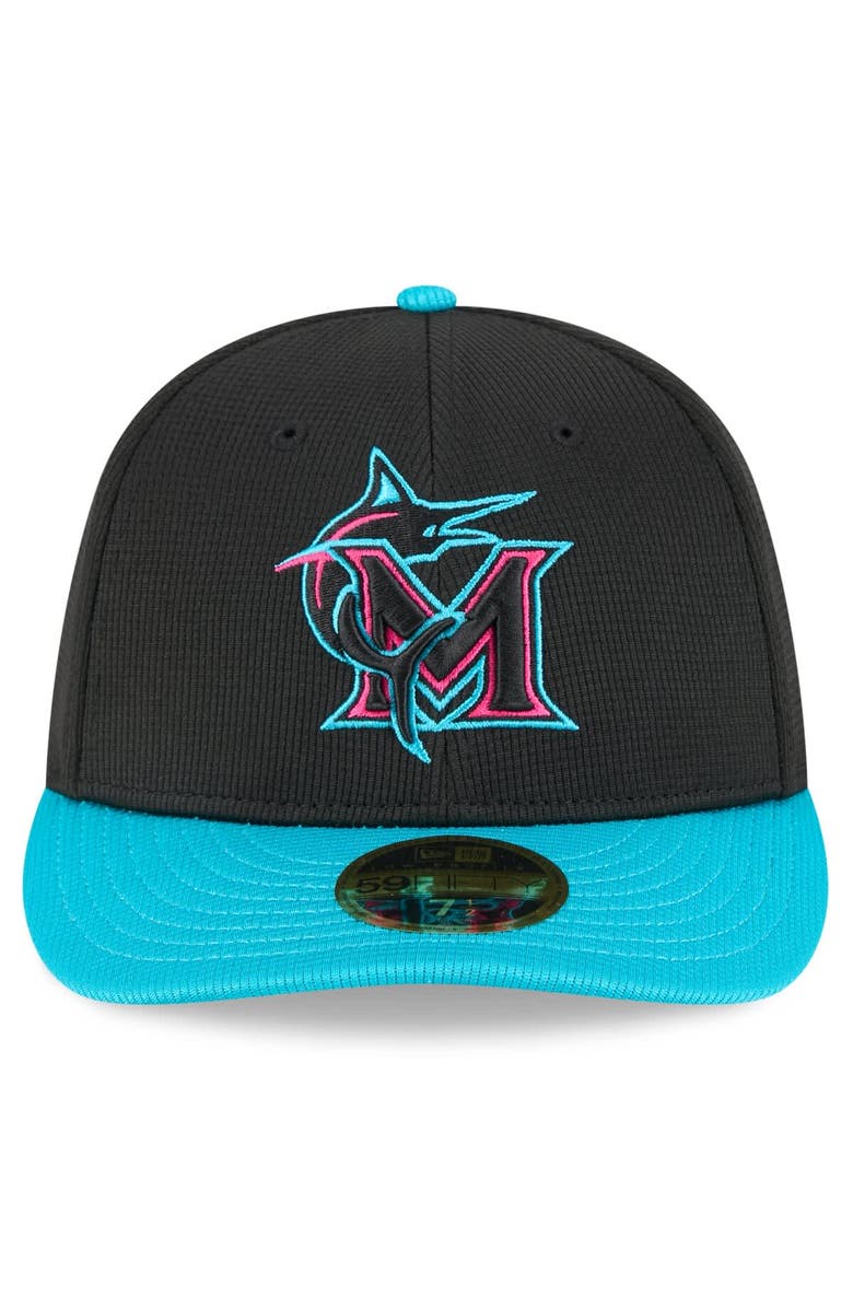 New Era Men's New Era Black/Teal Miami Marlins 2025 City Connect Batting Practice Low Profile 59FIFTY Fitted Hat, Alternate, color, 
