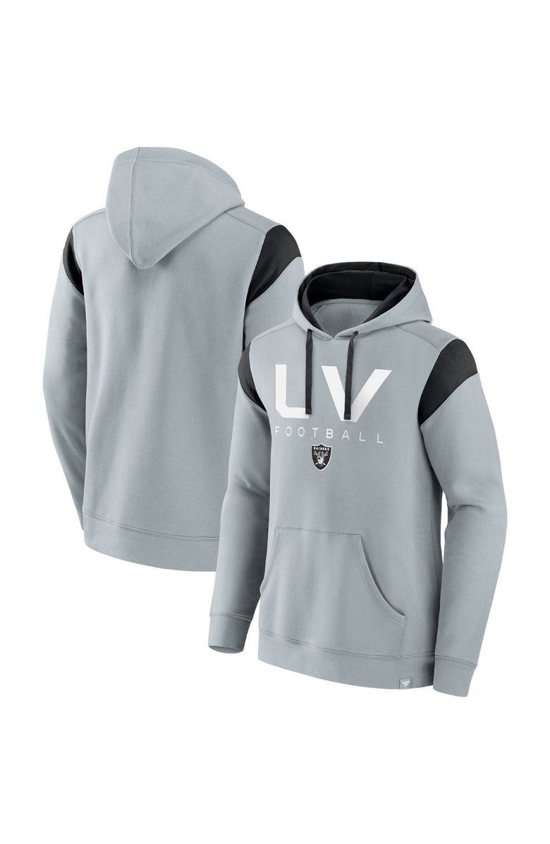 FANATICS Men's Fanatics Branded Silver Las Vegas Raiders Call The Shot Pullover Hoodie, Main, color, 