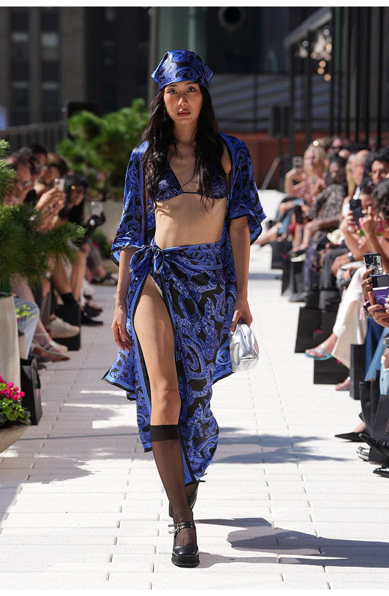 Monzlapur Silk Serpent Noir Scarf, Alternate, color, Electric Blue