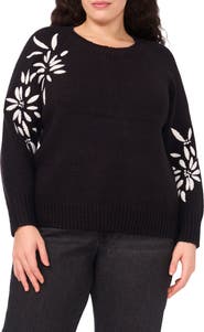 Halogen® Embroidered Floral Sweater