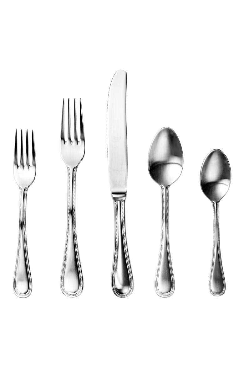 Perla Pewter Flatware  Set - 5 Pieces, Main, color, STAINLESS STEEL