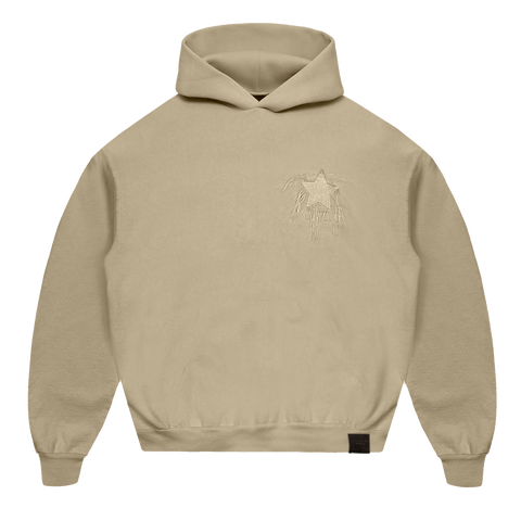 パーカー・フーディ   Men Hoodies 7403M432 Beige Men's Garment-Dyed Hoodie in Pure Cotton with Embroidered