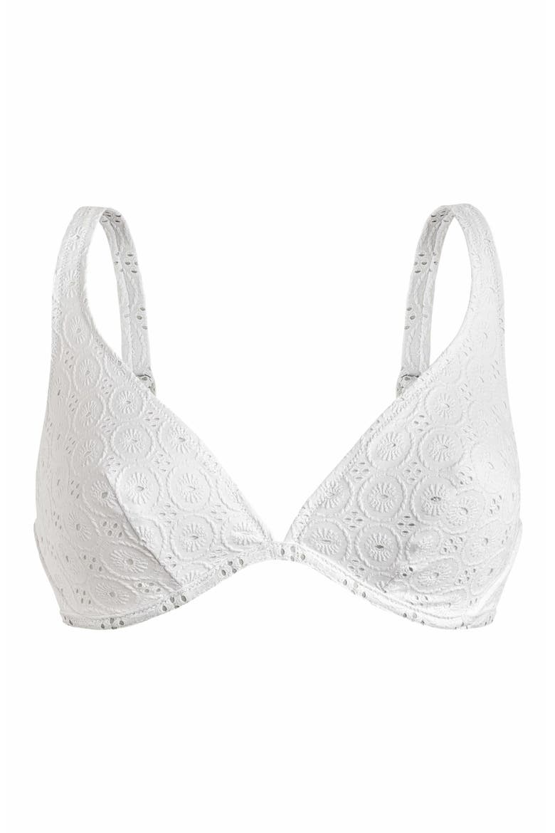 Women's Broderie Anglaise Underwire Bikini Top, Alternate, color, BLANC