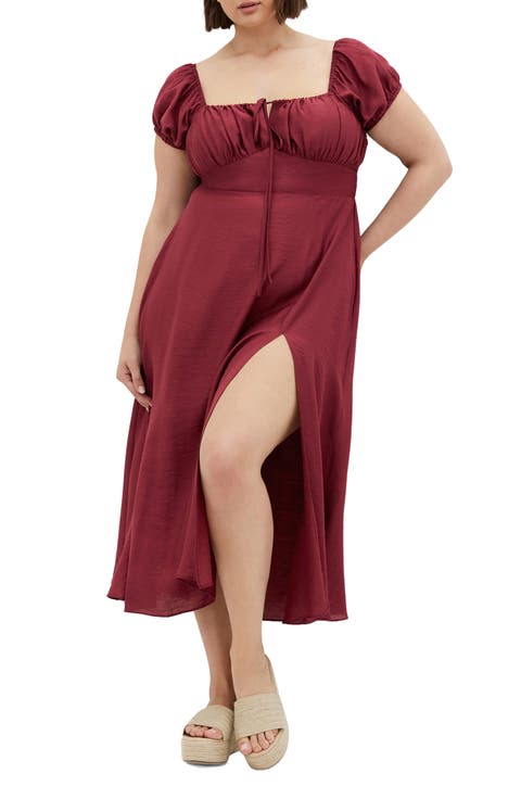Abbigail Puff Sleeve Maxi Dress (Plus)