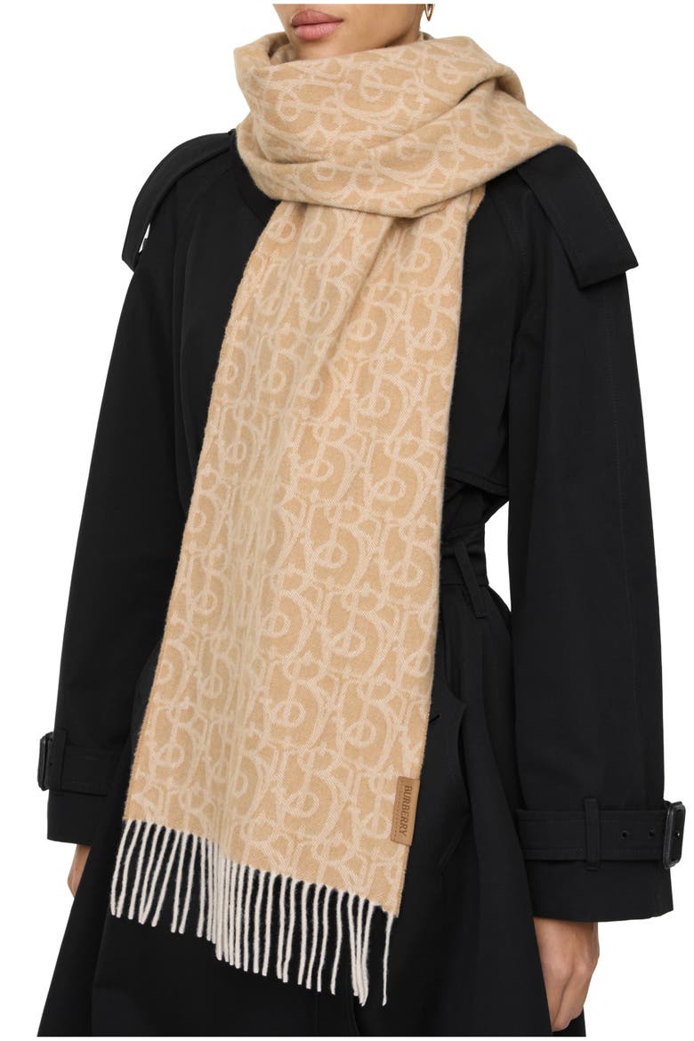 B Charm Cashmere Scarf, Main, color, Camel