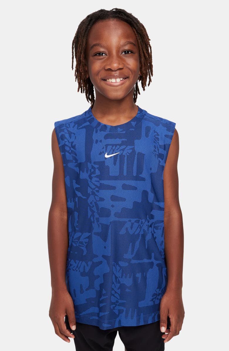 Nike Kids' Dri-FIT Multi Muscle Tee, Main, color, Game Royal/ White