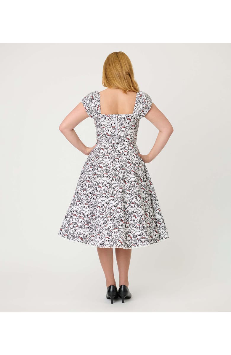 Unique Vintage 1950s Sweetheart Swing Dress, Alternate, color, White Cat Print