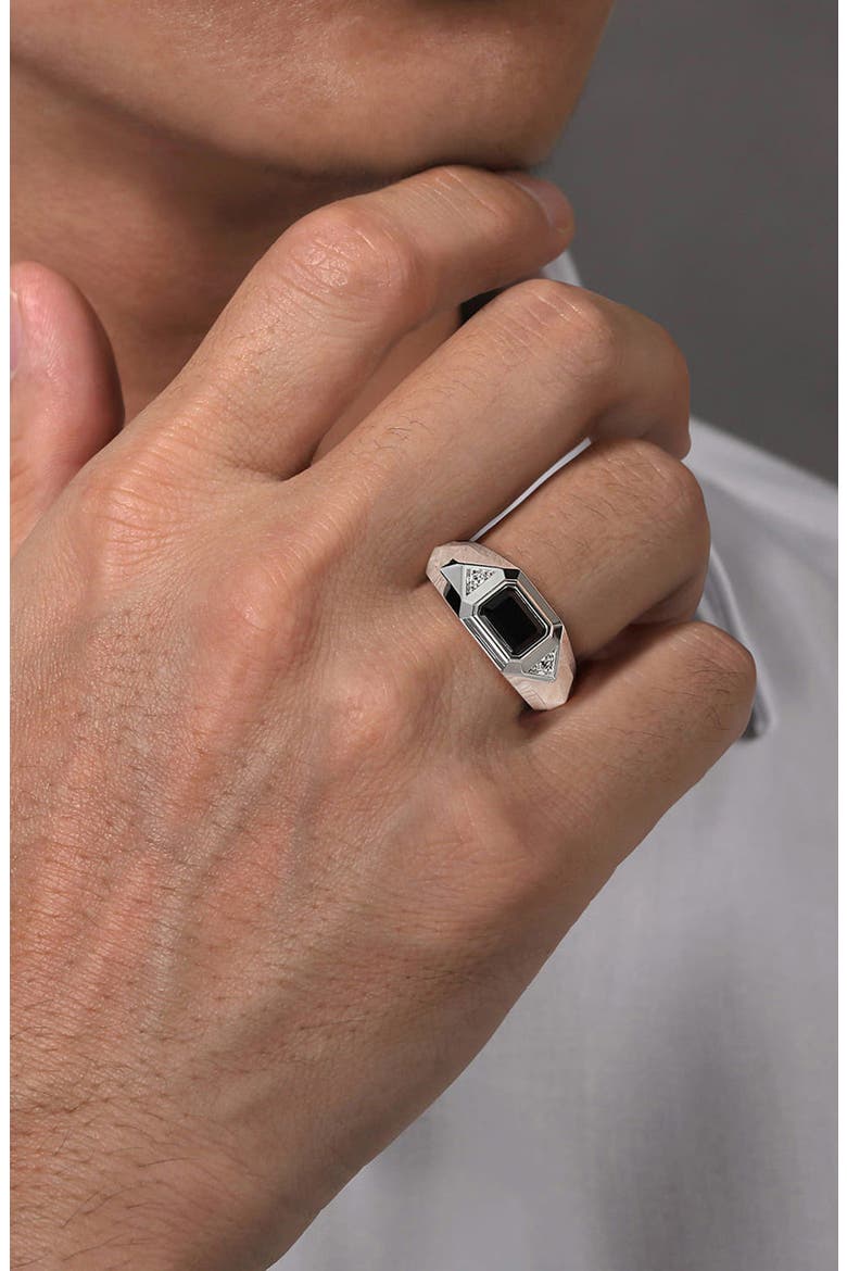 Men's Facets Sterling Silver Onyx Ring, Alternate, color, STERLING SILVER/ ONYX