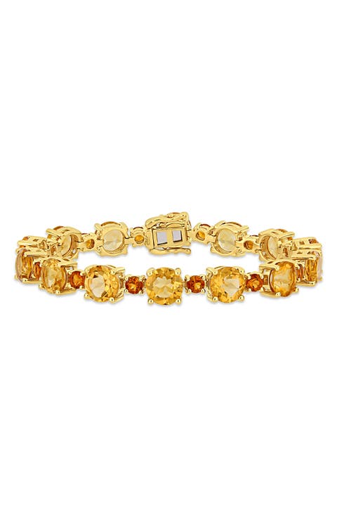 10K Yellow Gold Plated Sterling Silver Citrine & Madeira Citrine Bracelet