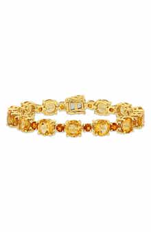 DELMAR 10K Yellow Gold Plated Sterling Silver Citrine & Madeira Citrine Bracelet