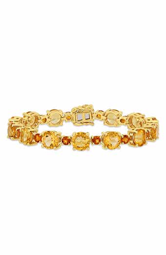 10K Yellow Gold Plated Sterling Silver Citrine & Madeira Citrine Bracelet