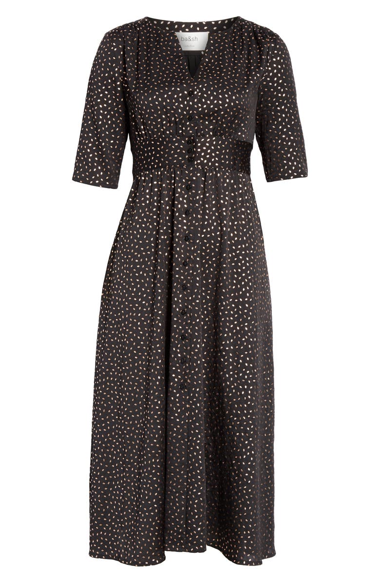 ba&sh Gala Foil Print Midi Dress, Alternate, color, 