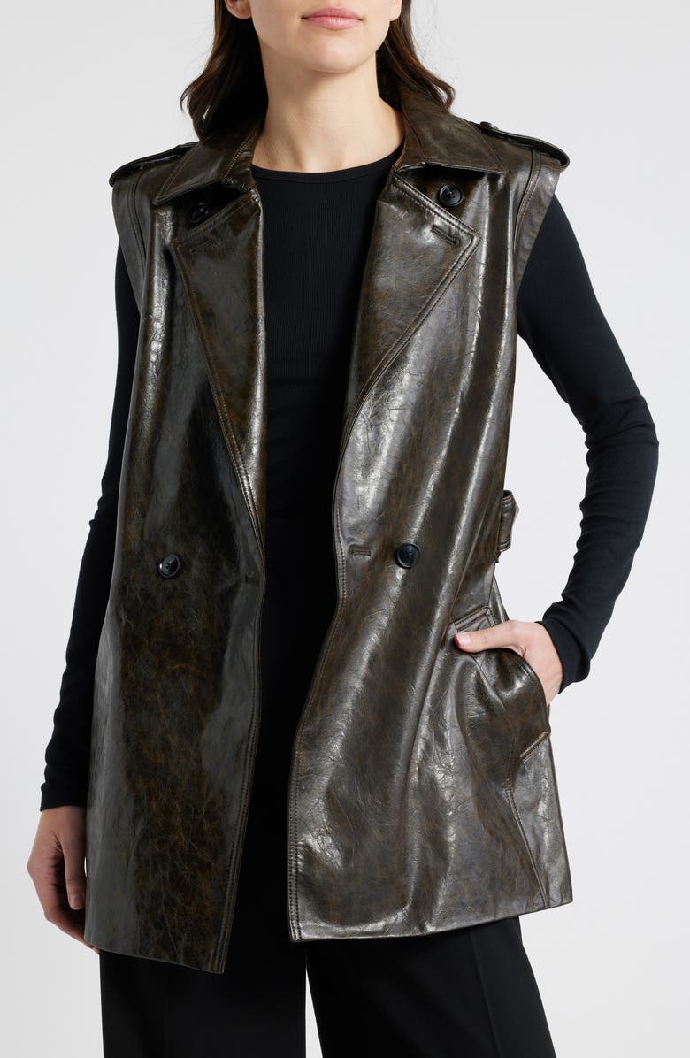 KOBI HALPERIN Belted Faux Leather Vest, Alternate, color,