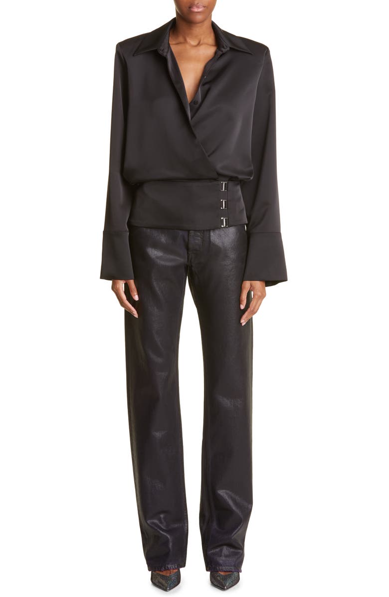 The Attico Coated Straight Leg Jeans, Alternate, color, 