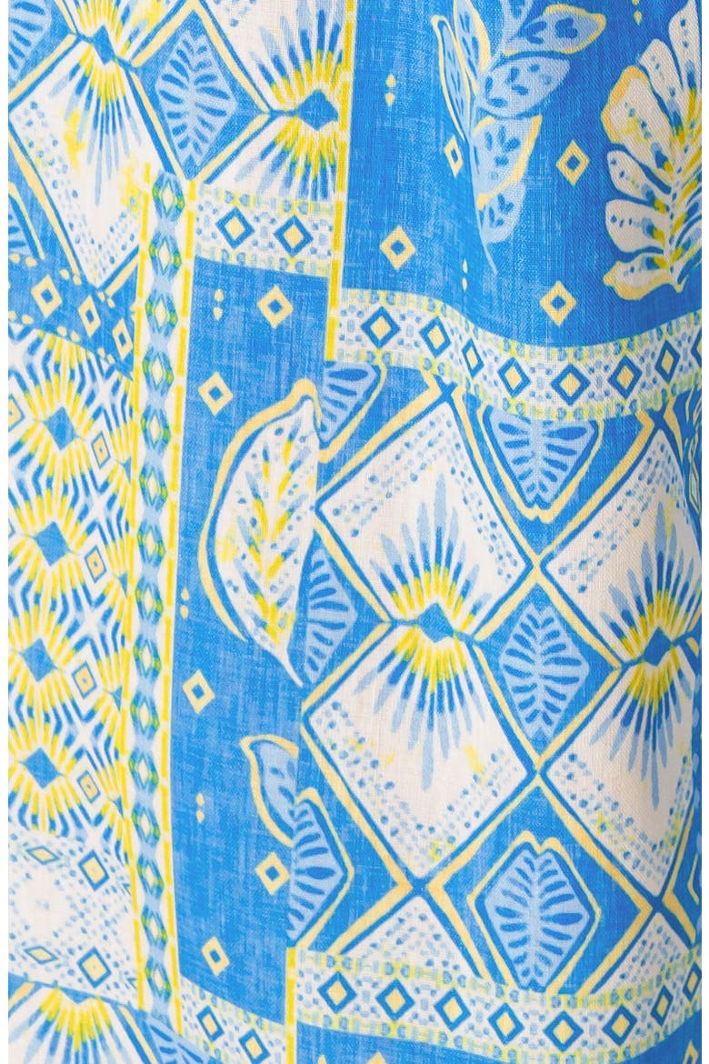 Strapless Bubble Top & Wide Leg Pant Set, Alternate, color, BLUE/ LIME