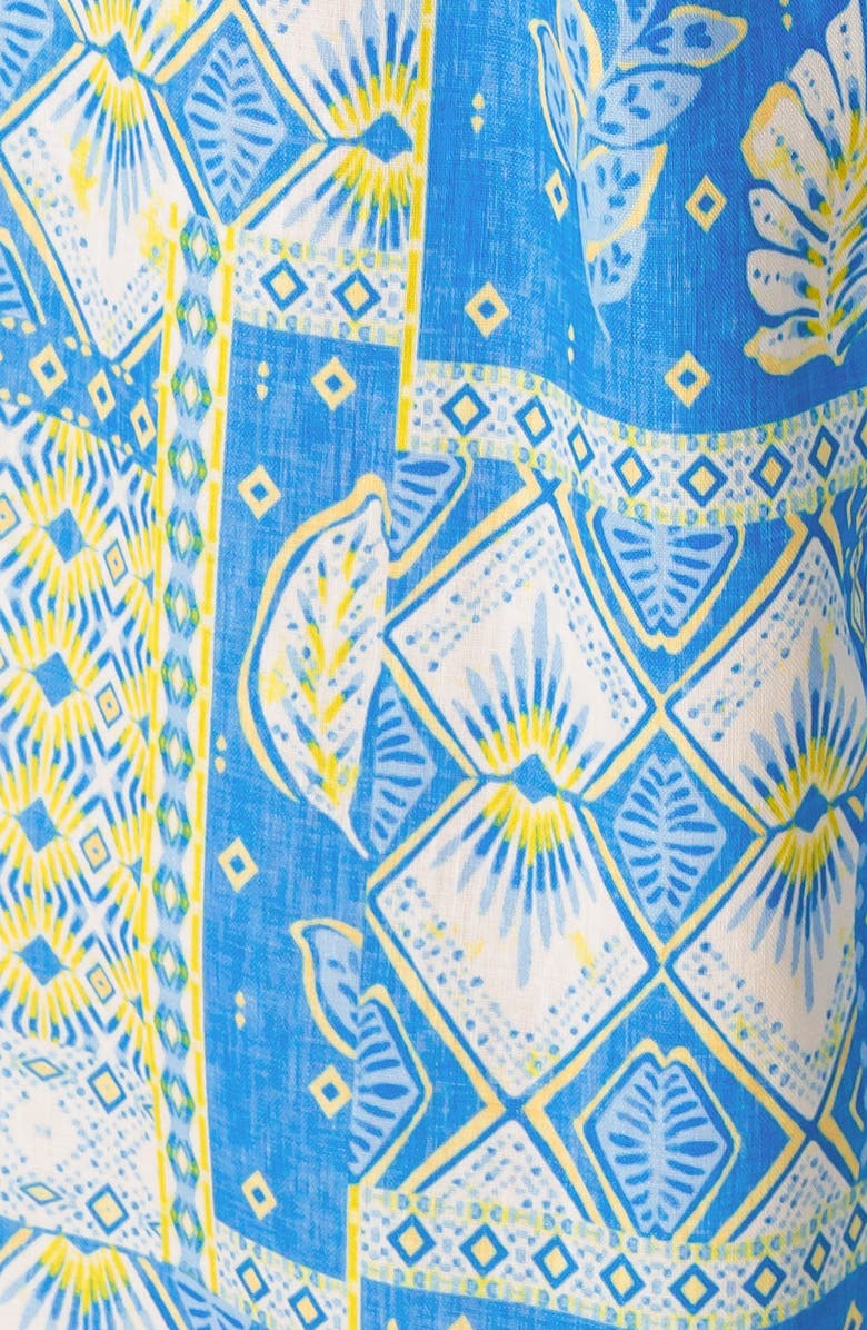 FLYING TOMATO Strapless Bubble Top & Wide Leg Pant Set, Alternate, color, Blue/ Lime