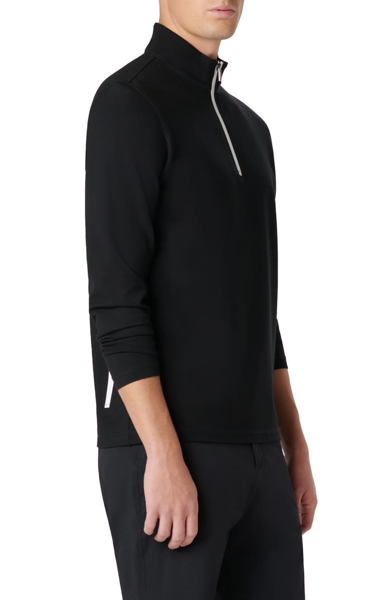 Bugatchi Quarter Zip Pullover, Alternate, color, Black