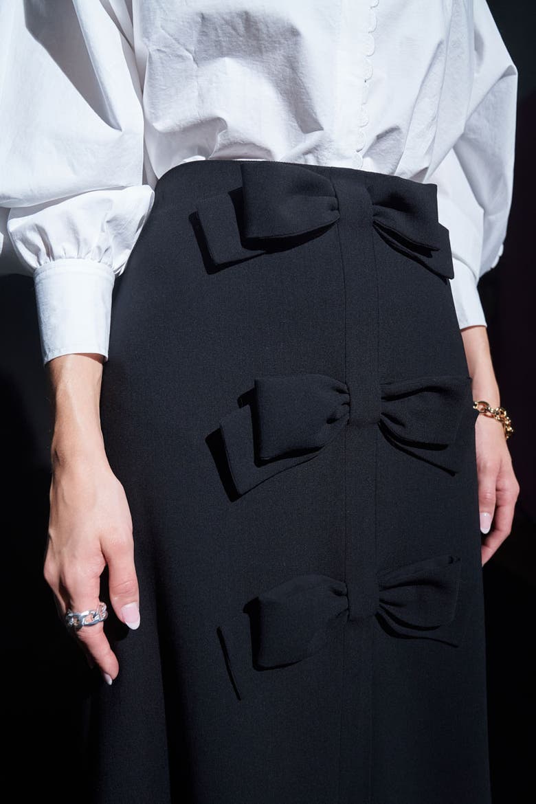 A-Line Skirt With Bow Details, Alternate, color, Black