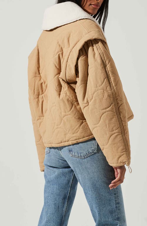 Astr The Label Nadine Faux Shearling Trim Quilted Jacket In Brown